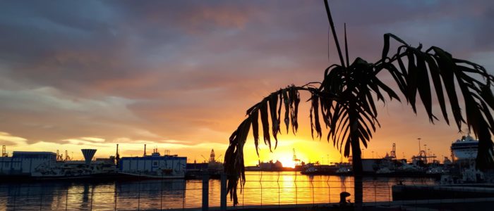 Sunrise at the port of Las Palmas